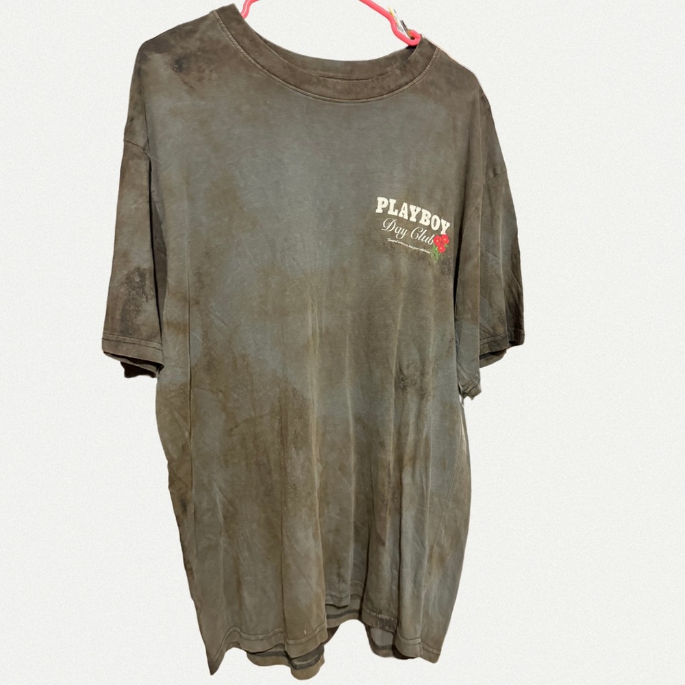 Custom Faded PLAYBOY x Pacsun Gray Short Sleeve Tee Casual Style